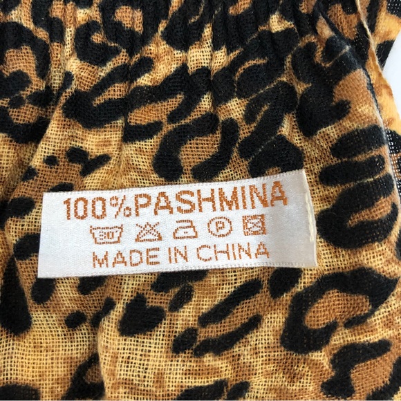 Ladies Pashmina Scarf Brown Tan Leopard Print Zhen Xin New Womens - Picture 4 of 6